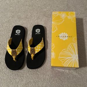 Yellow Box Yellow Polka Dot Flip Flops 9.5